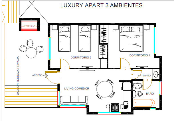 Planta del Luxury Apart II — 3 ambientes